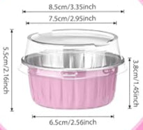 Pink Round Mini Cake Pans with Lids Disposable 2.56" x 2.16"