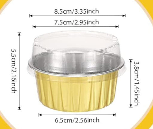 Gold Round Mini Cake Pans with Lids Disposable 2.56" x 2.16"