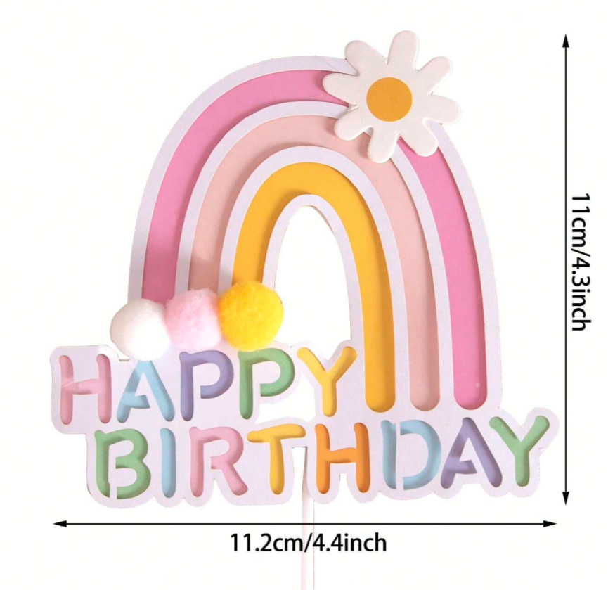 Happy Birthday Boho Cake Topper