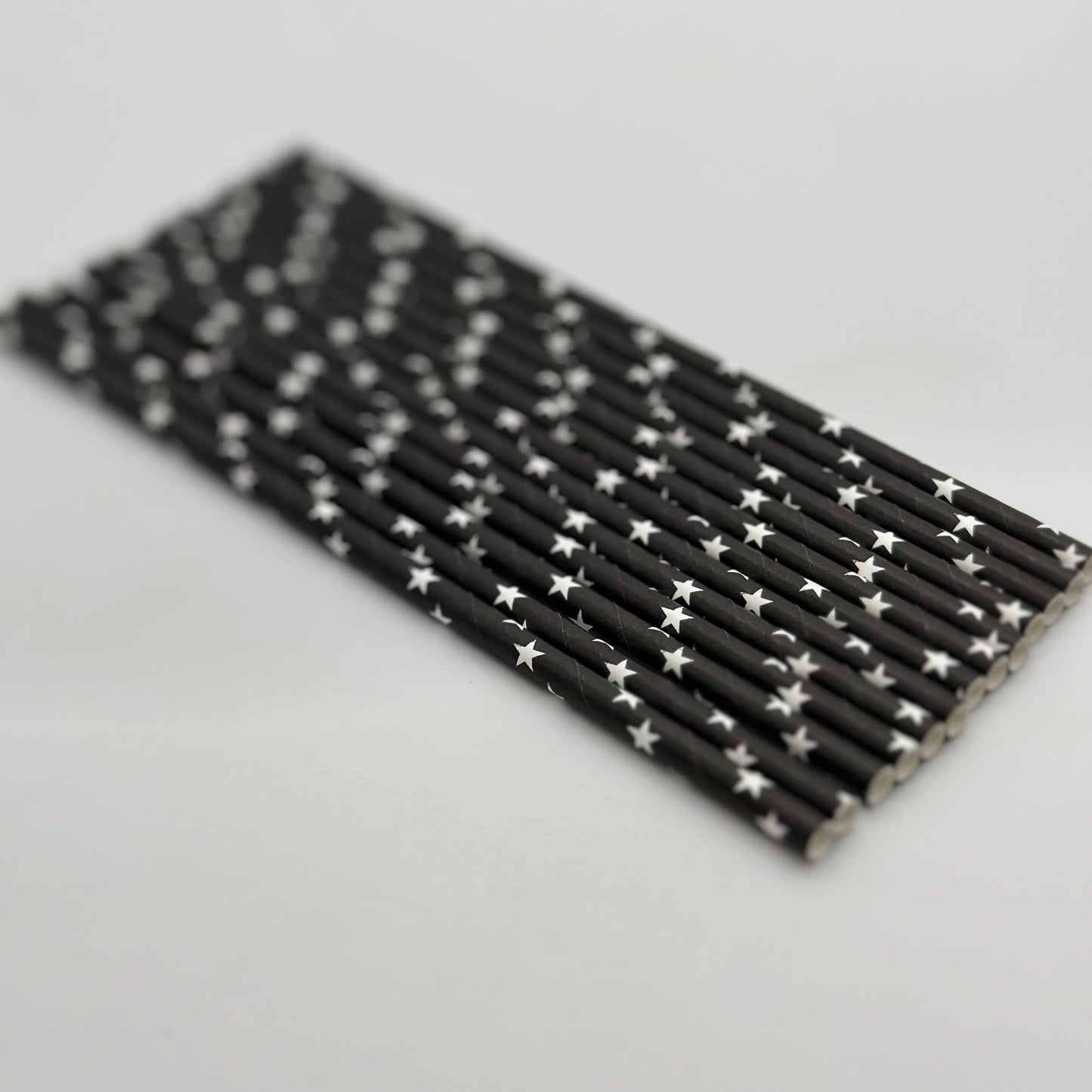 Paper Straw Black White Stars Set of 13