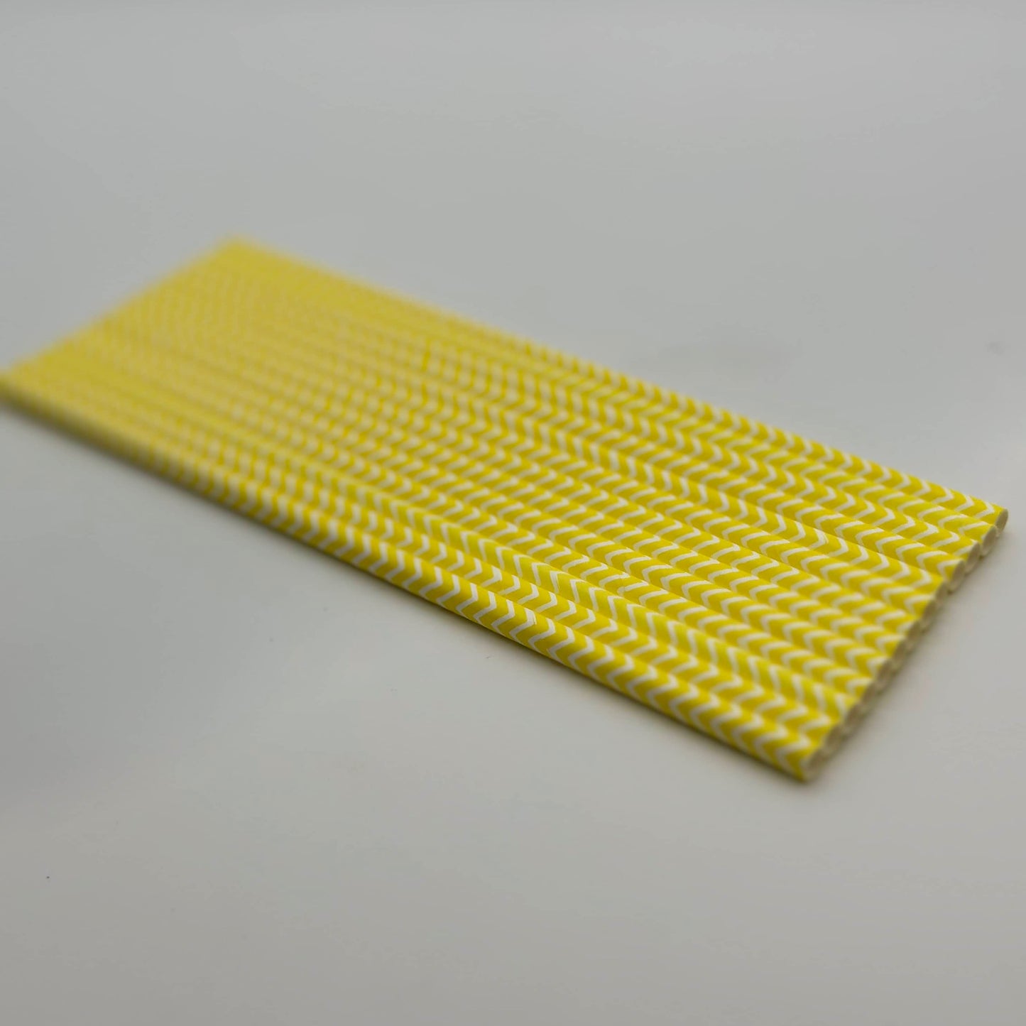 Paper Straw White and Yellow Chevron Set of 13