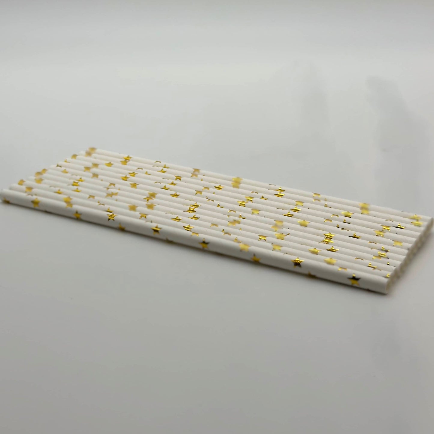 Paper Straw White Gold Star Set of 13