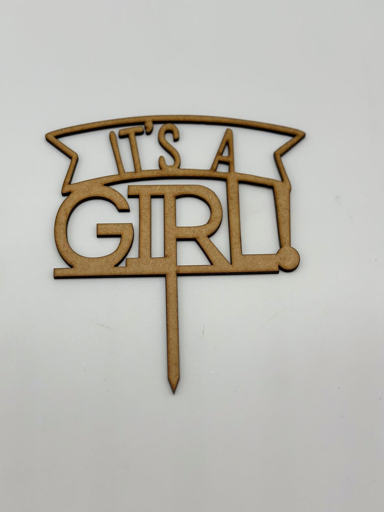 Wood Cake Topper Its A Girl
