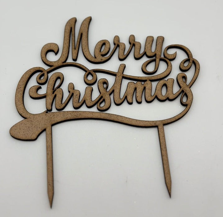 Wood Cake Topper Merry Christmas