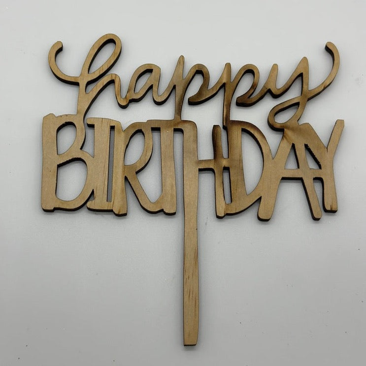Wood Cake Topper Happy Birthday