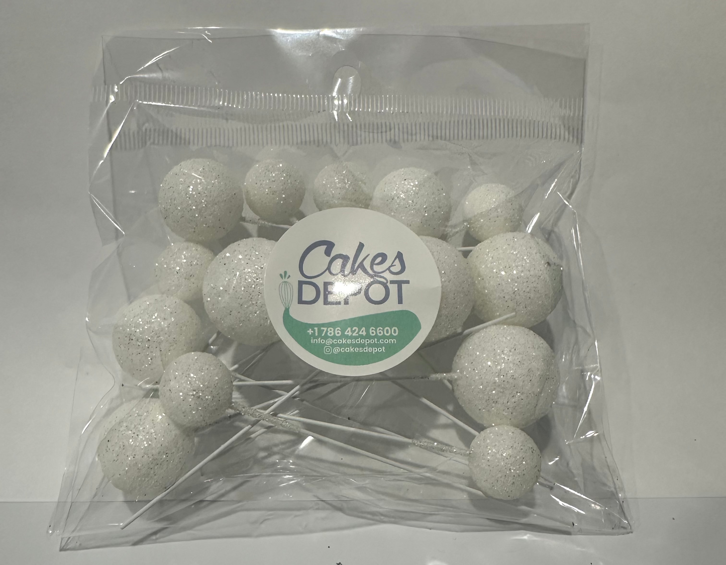Decoration Color Balls Small White Glitter