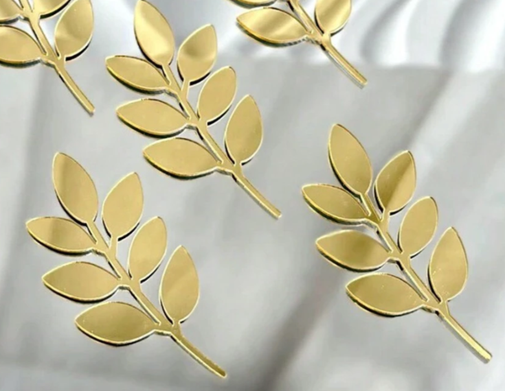 Leaf Acrylic Decoration Gold Set of 4