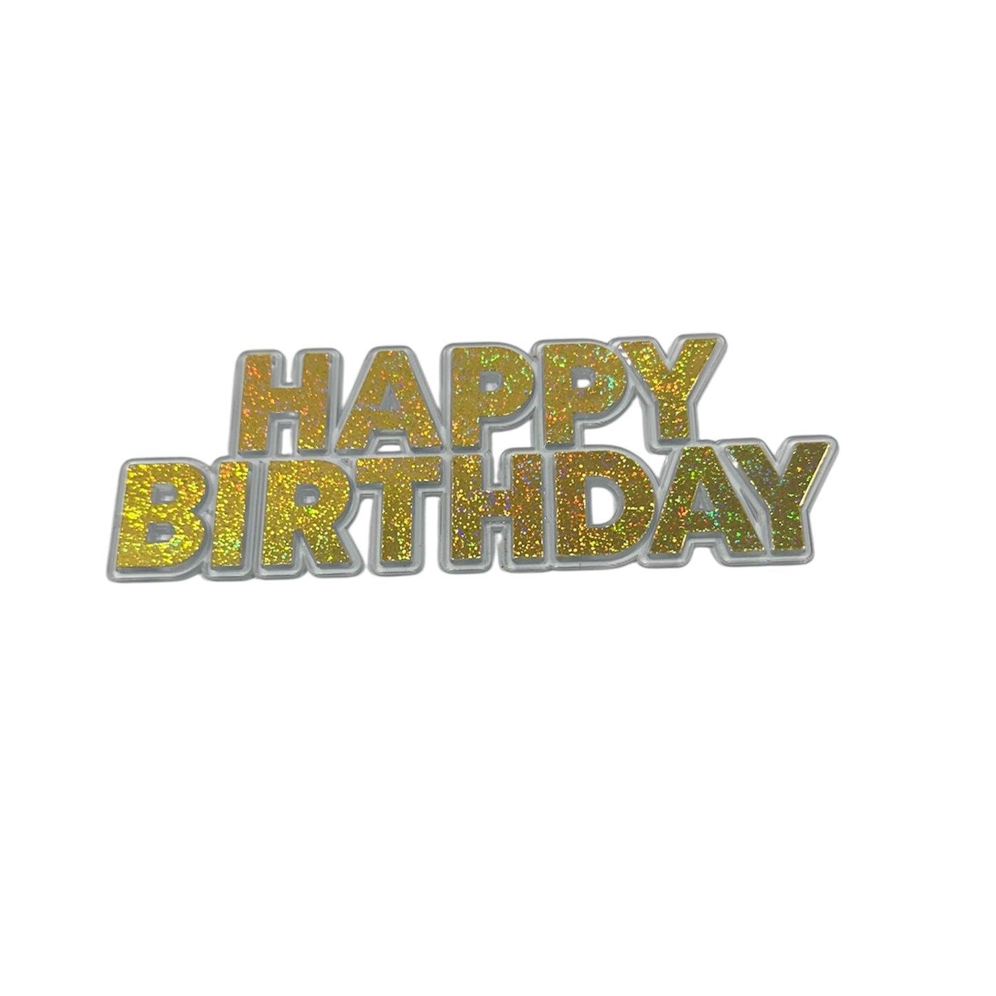 Happy Birthday Gold Iridiscent Topper 5.5"