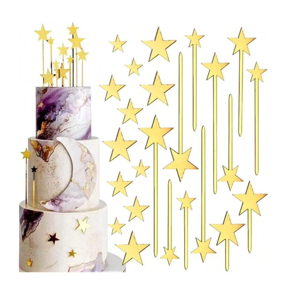 Star Acrylic Decoration Gold Set of 6