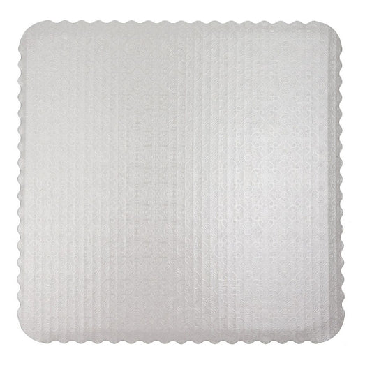 12" Scalloped Cake Square White