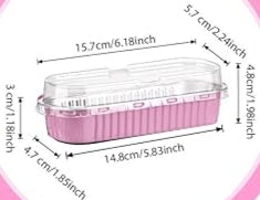 Pink Mini Loaf Cake Pans with Lids Disposable 5.8"x1.85"x1.98"