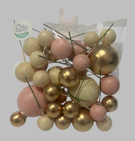 Decoration Color Balls Ivory Pink Vintage and Gold