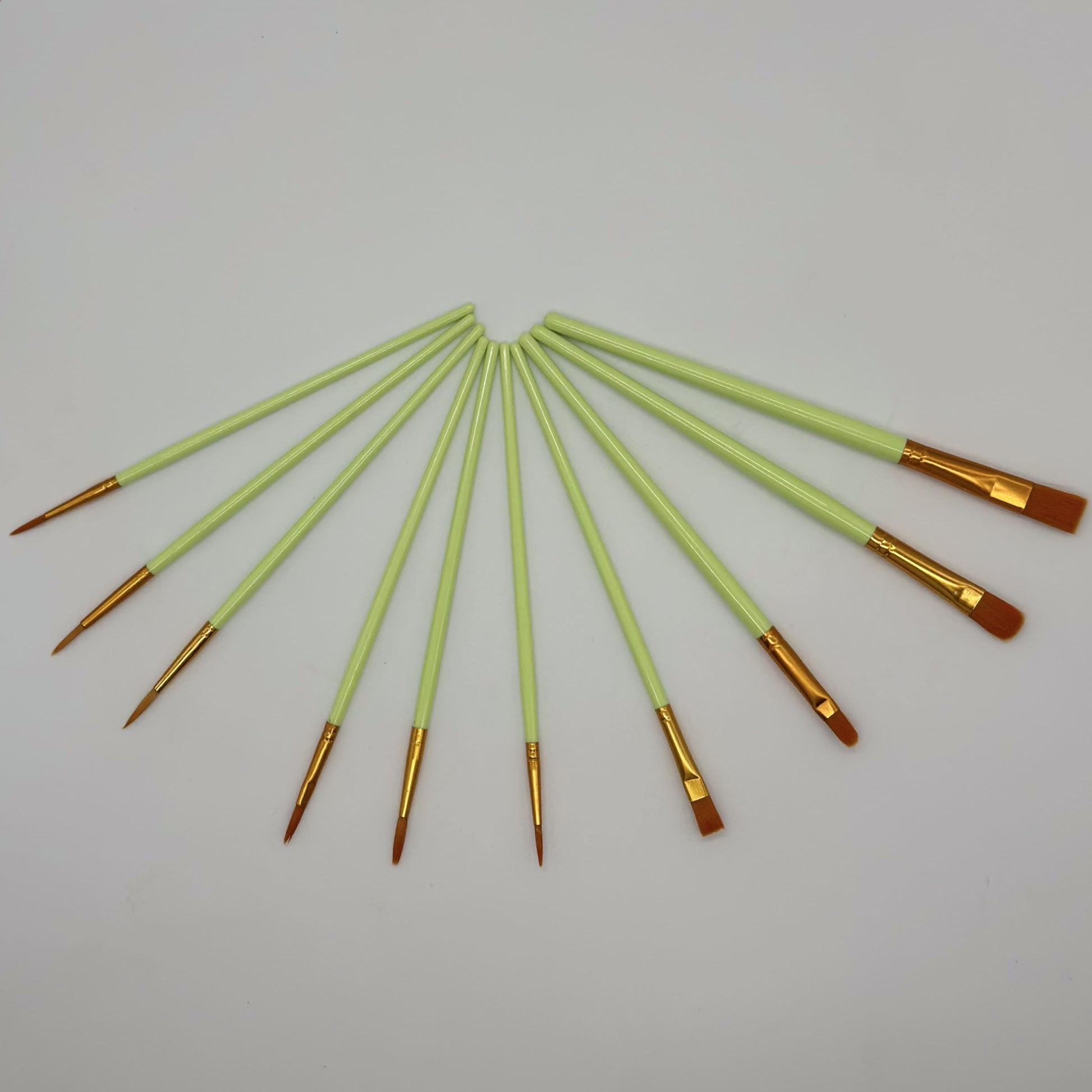 Pastel Green Brush Set 10 Pcs 