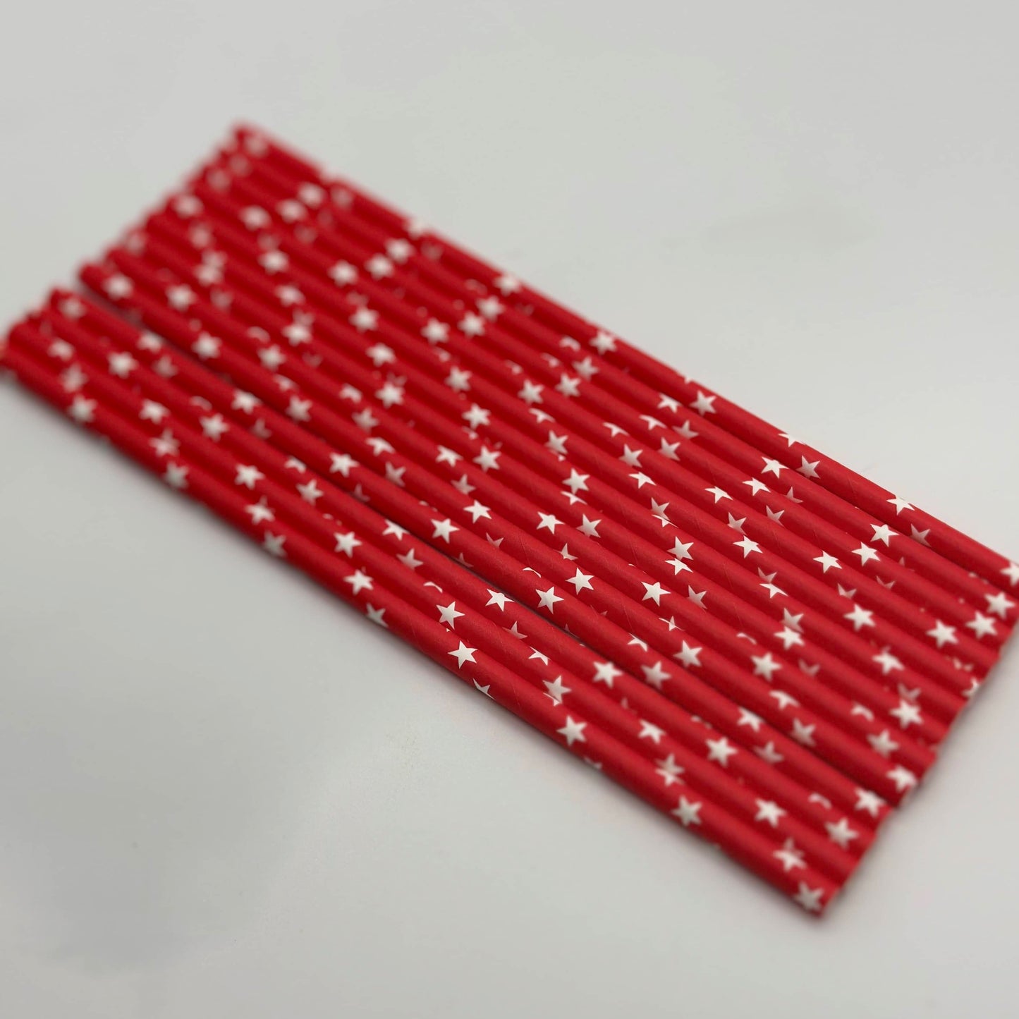 Paper Straw Red White Stars Set of 13