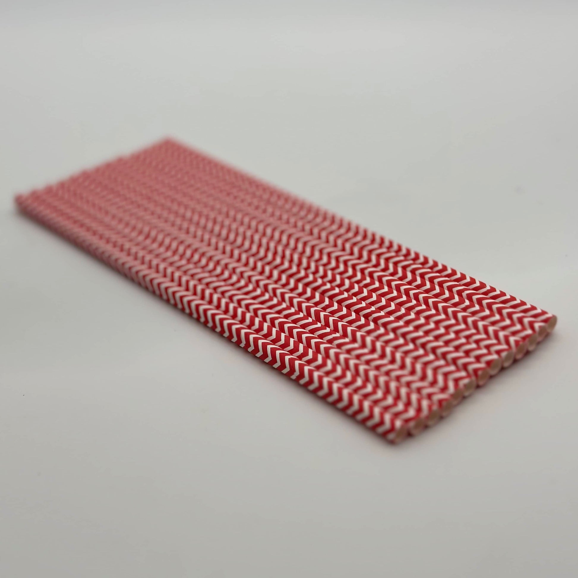Paper Straw Red White Chevron Set of 13