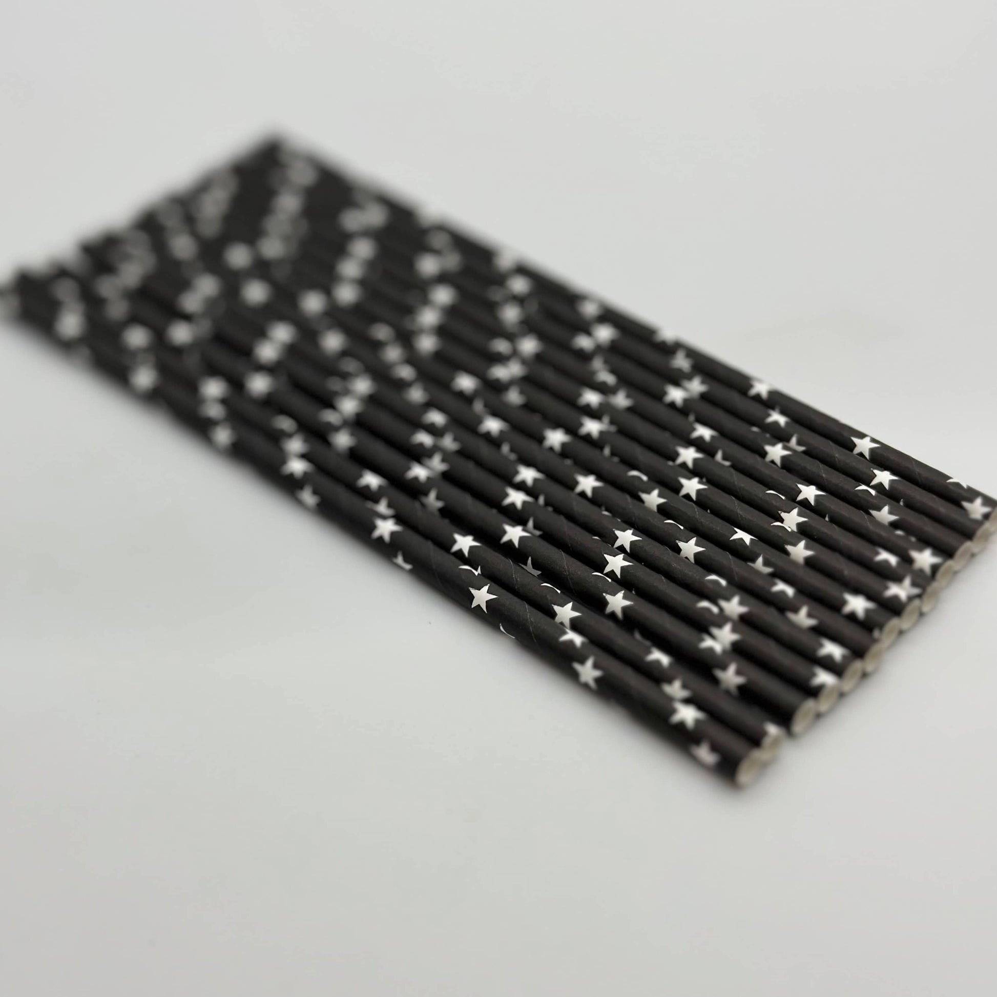 Paper Straw Black White Stars Set of 13