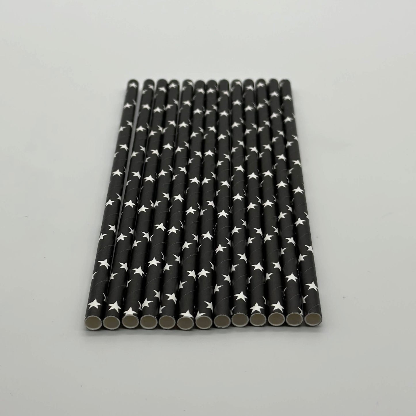 Paper Straw Black White Stars Set of 13