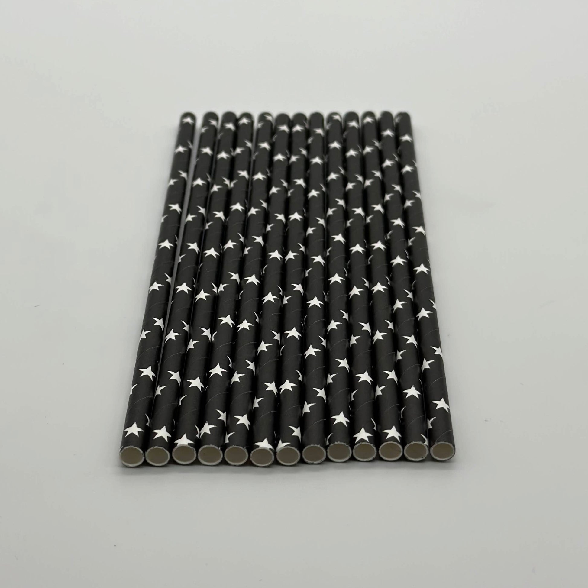 Paper Straw Black White Stars Set of 13