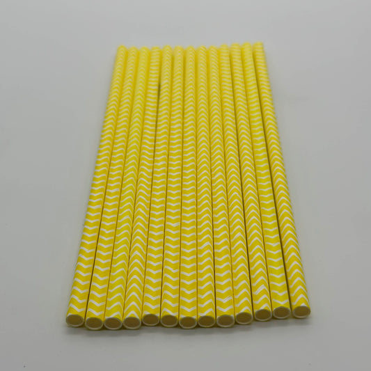 Paper Straw White and Yellow Chevron Set of 13