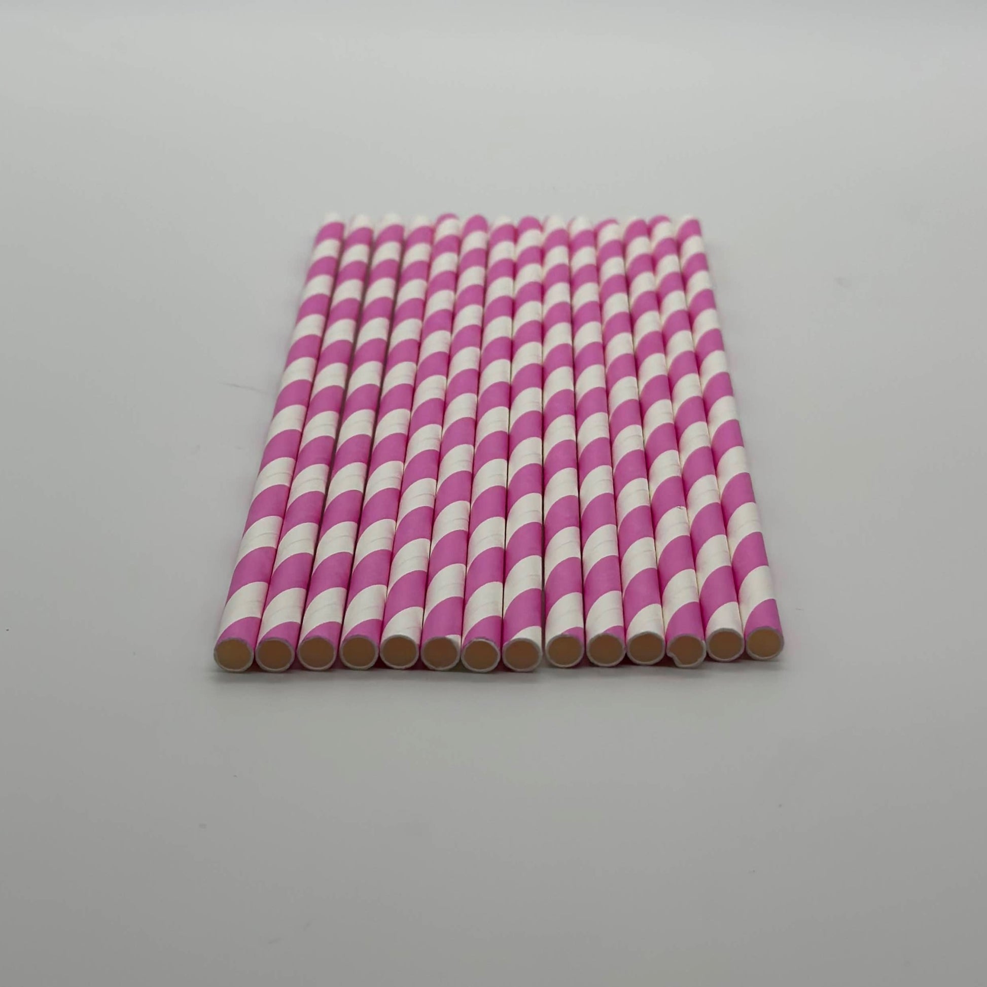 Paper Straw White and Pink Set of 13