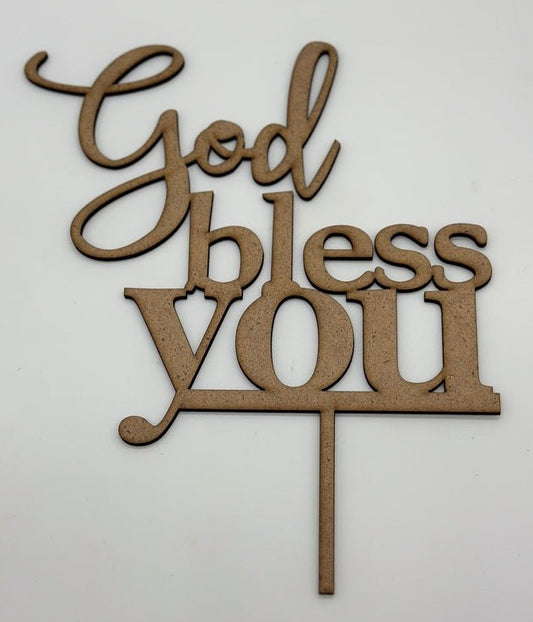 Wood Cake Topper God Bless You