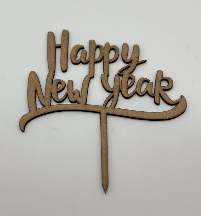 Wood Cake Topper Happy New Year