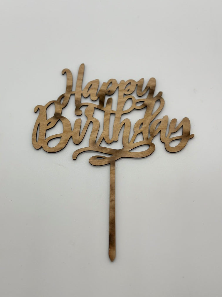 Wood Cake Topper Happy Birthday
