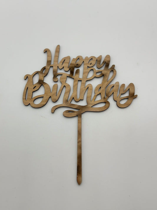Wood Cake Topper Happy Birthday