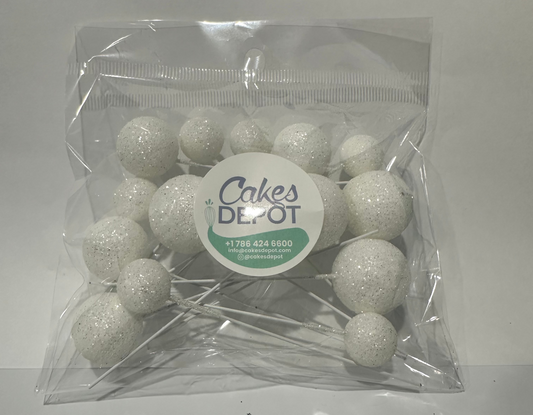 Decoration Color Balls Small White Glitter