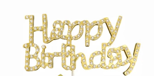 Plastic Cake Topper Gold Bling