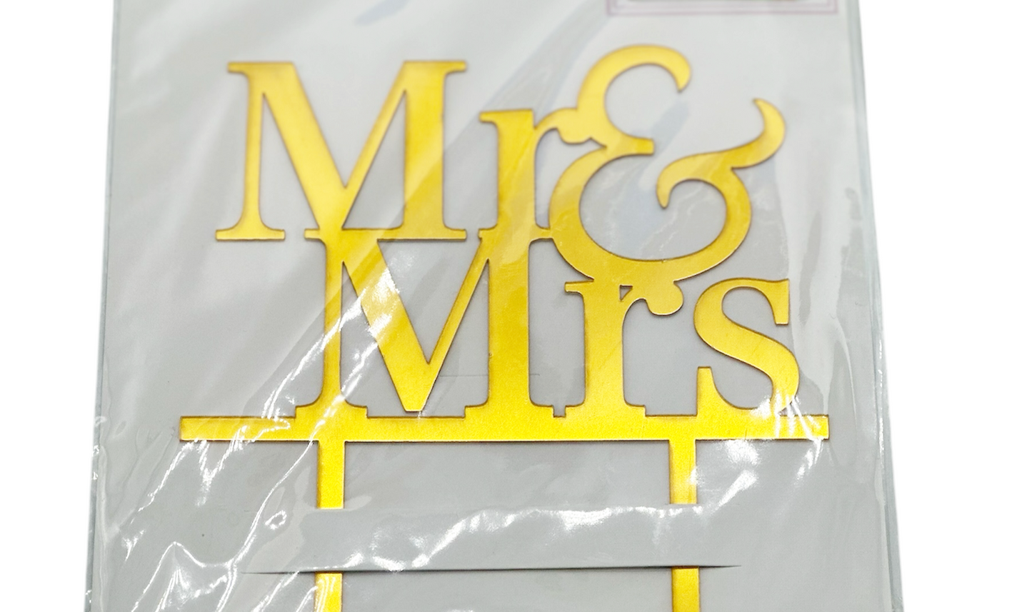 Mr & Mrs Cake Topper Gold