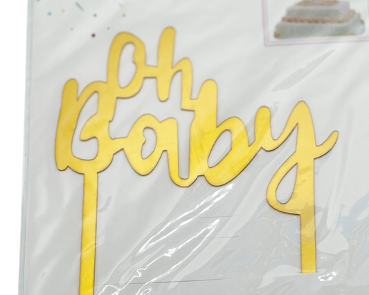 Oh Baby Cake Topper Gold