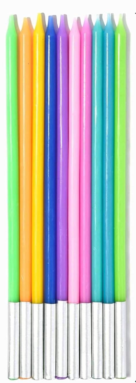 Rainbow Long Thing Candles Pack Of 10