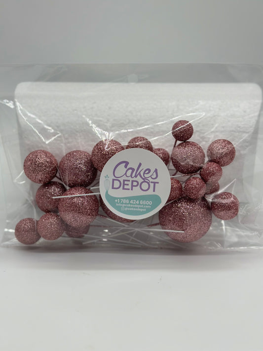 Decoration Color Balls Large Pink Glitter